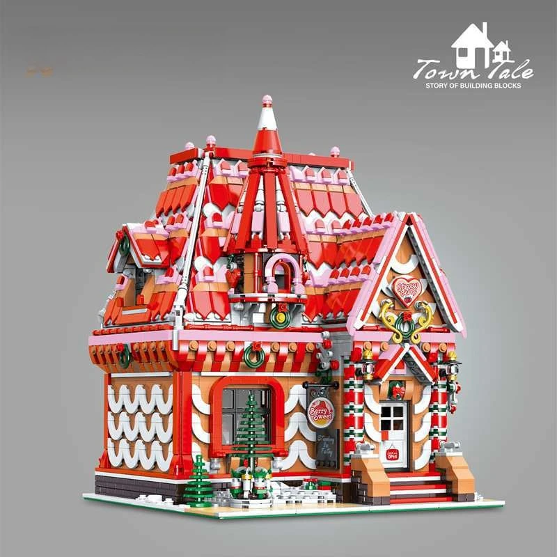 Strawberry House Building Block Kit Street Scene Architecture Series Assembly Ornaments Puzzle Toy Kid Xmas Gift 33204