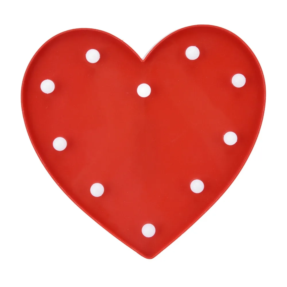Cute Heart Shaped Night Light 10 LEDs with Hook Hole LED Lamp Battery Powered Warm Light Night Lamp Home Decor