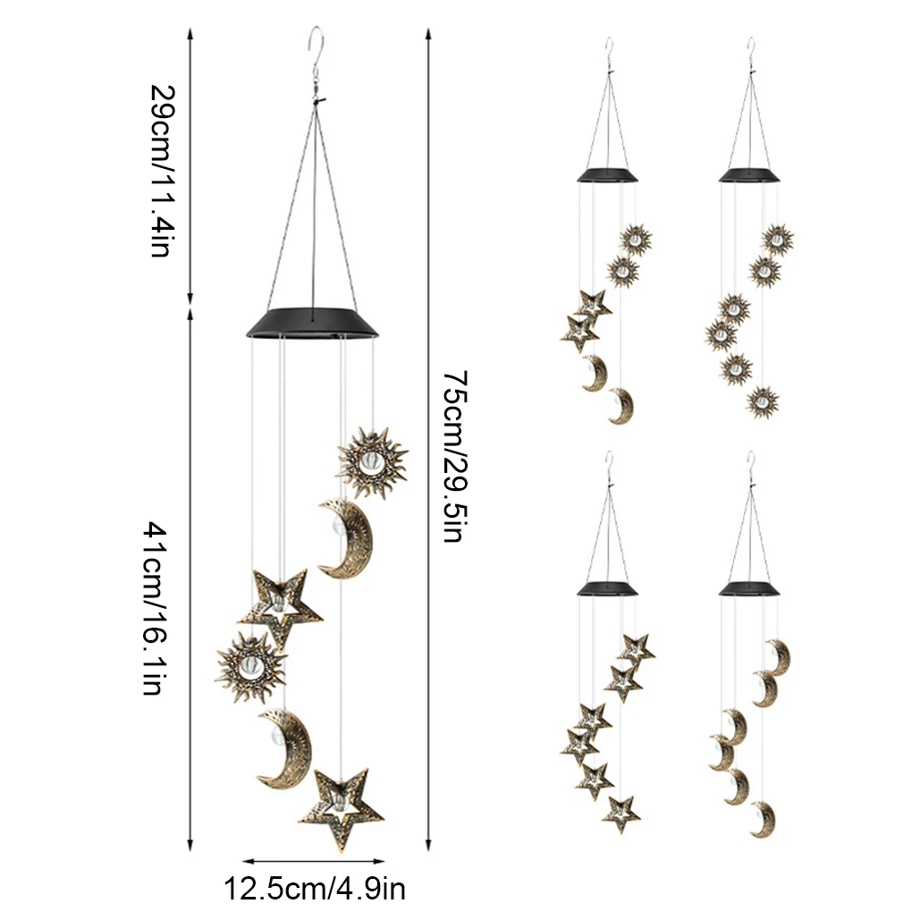 Criativa Solar Wind Chime Light Shape, Iluminação estética no jardim, pátio e luz ao ar livre