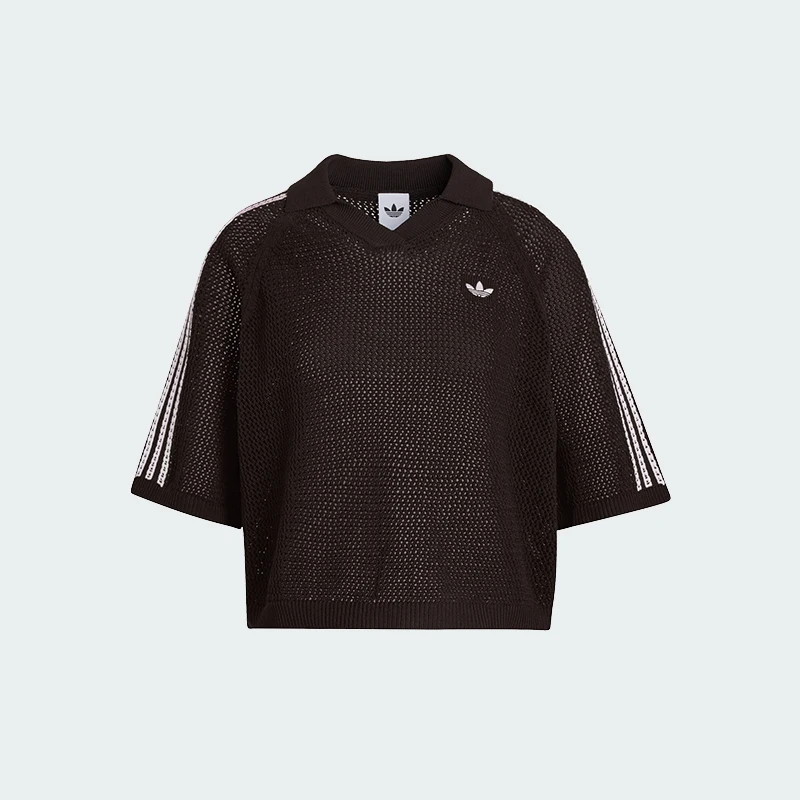 Adidas genuine clover women's fashionable knitted sports polo shirt KE0198