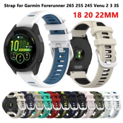 Correia desportiva para Garmin Forerunner, Banda Smartwatch, Venu 3, 2, 2S, SQ, Vivoactive 3, 3S, 4S, 265, 255, 265s, 245, 645, 158, 55, 20 milímetros, 18 milímetros, 22 milímetros