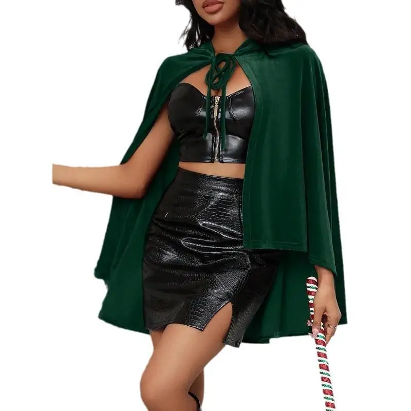 Or – cape de spectacle à capuche ceinturée Bla Red, Costume de scène Faion pour femmes, monocouche, vêtements d'extérieur légers