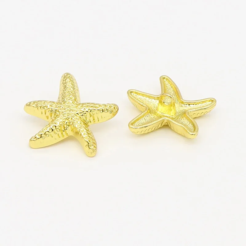 

Gold Metal Sea Star Charm Sewing-on Shank Buttons Fashion Garments Costume Ornament Accessories 12pcs lot