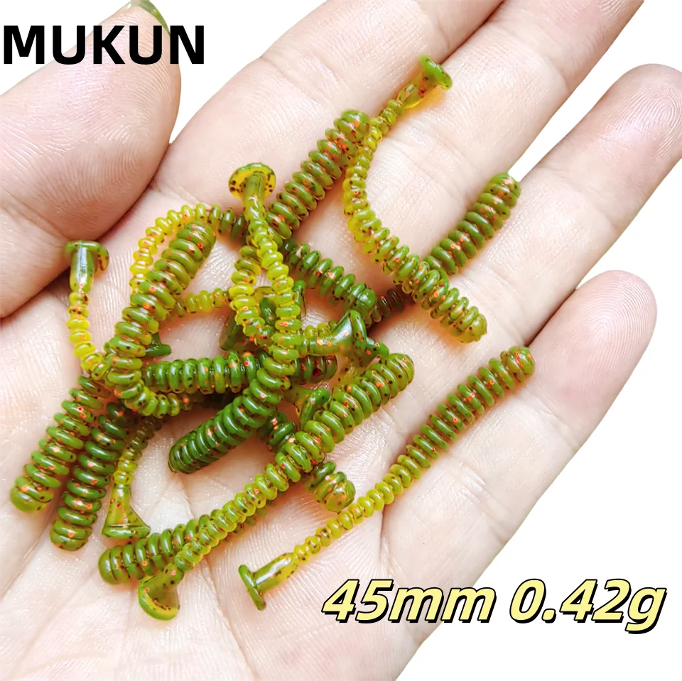 MUKUN Fishing Soft Bait Worm Artificial Baits 45mm/0.45g 20pcs/Lot Rock Fishing Wobblers Leurre Souple Lure Perch Trout Lures