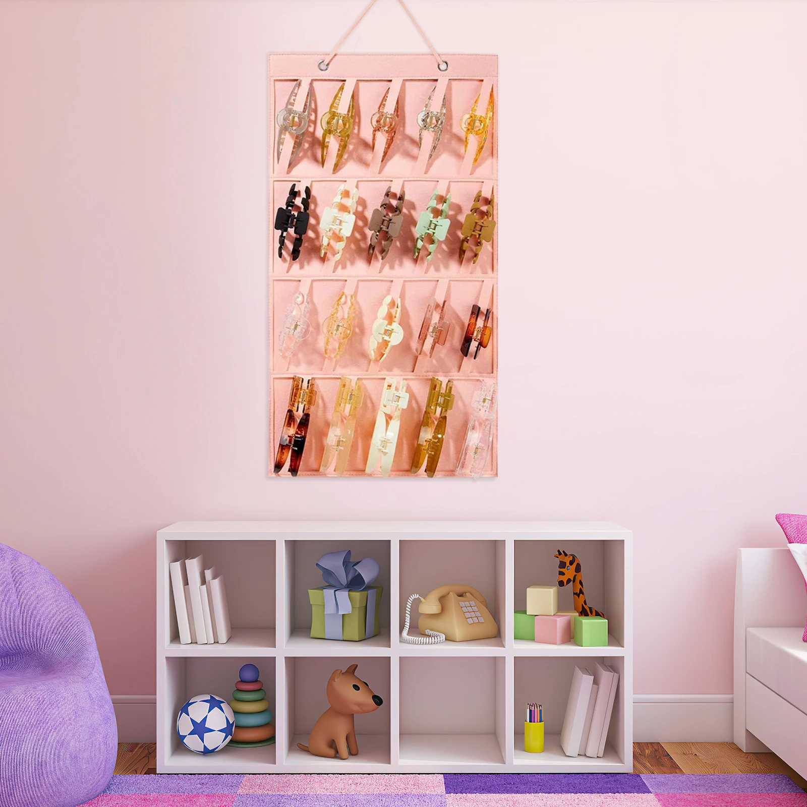 

Space-Saving Hair Bow Holder Hanging Organizer For ' Hair Clips Headbands Accessories Display Storage Wall Pouch Durable