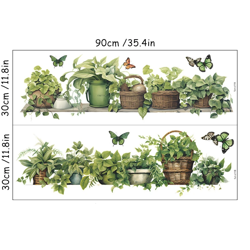 Tropical Greenery Plants Potted Butterfly Fly Vinyl Wall Stickers for Home Decoration Aesthetic Rooms Landscaping Art Murals