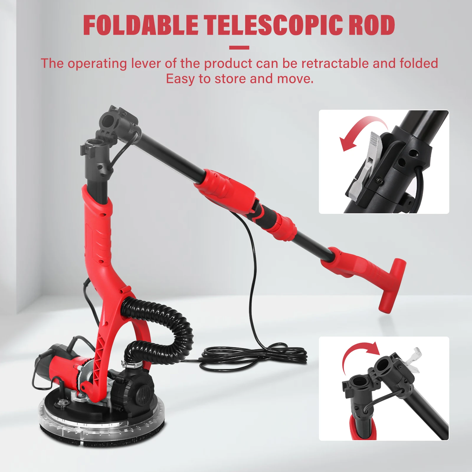 

Шлифовальная машина для гипсокартона, 750 Вт, 6 А, настенная шлифовальная машина с 14 шт. шлифовальными дисками, 6 переменных скоростей, 1100–1850 об/мин, электрическая шлифовальная машина для гипсокартона со светодиодной подсветкой