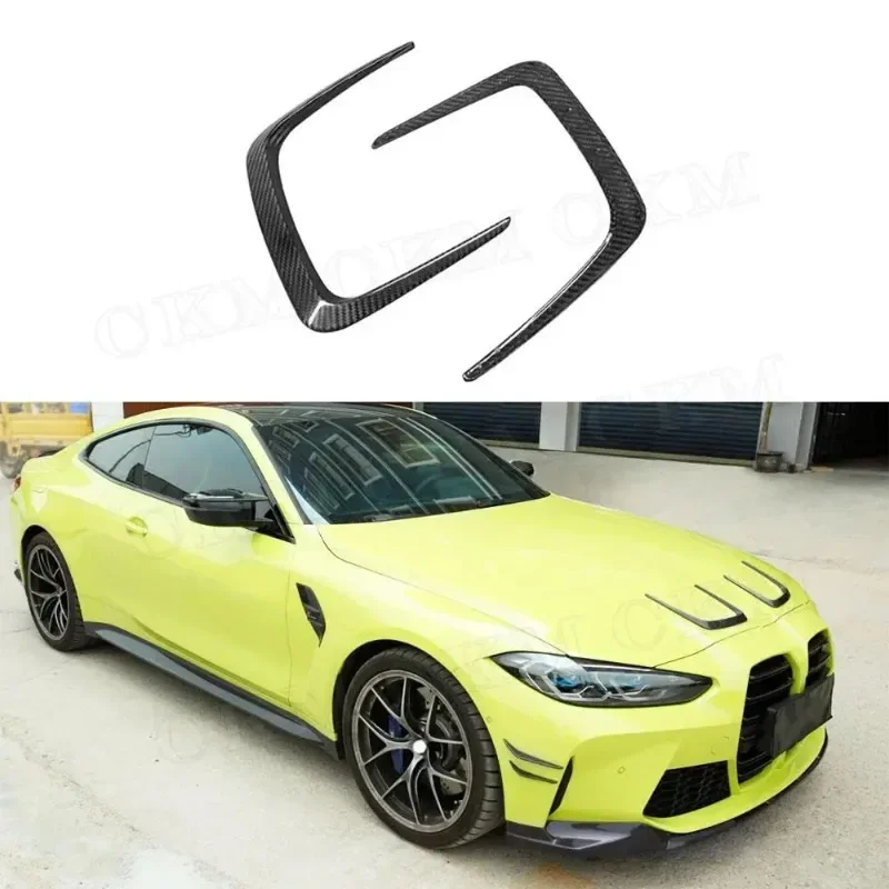 

Dry Carbon Fiber Canard Air Outlet Trims Vent Air Flow Engine Cover Trim Engine Cover Trim For BMW G80 G82 G83 M3 M4 2021+