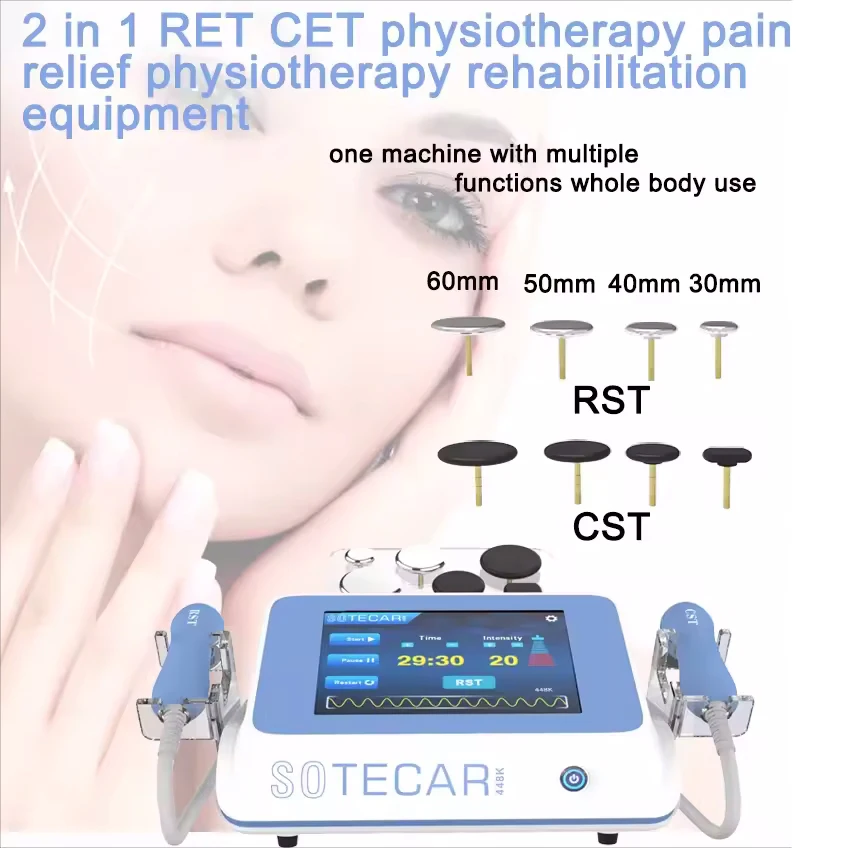 Tecar Treatment CET RET RF Weight Loss Body Contouring 448Khz 8 Tips Skin Tightening Diathermy Pain Relief Massage Machine