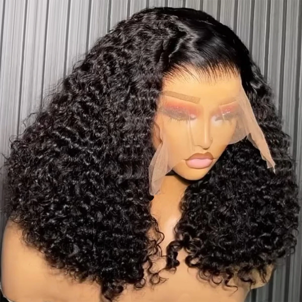 

250 Density Curly Short Bob Wig Glueless Wig Human Hair Brazilian Deep Wave 13x4 13X6 HD Lace Frontal Human Hair Wig For Women