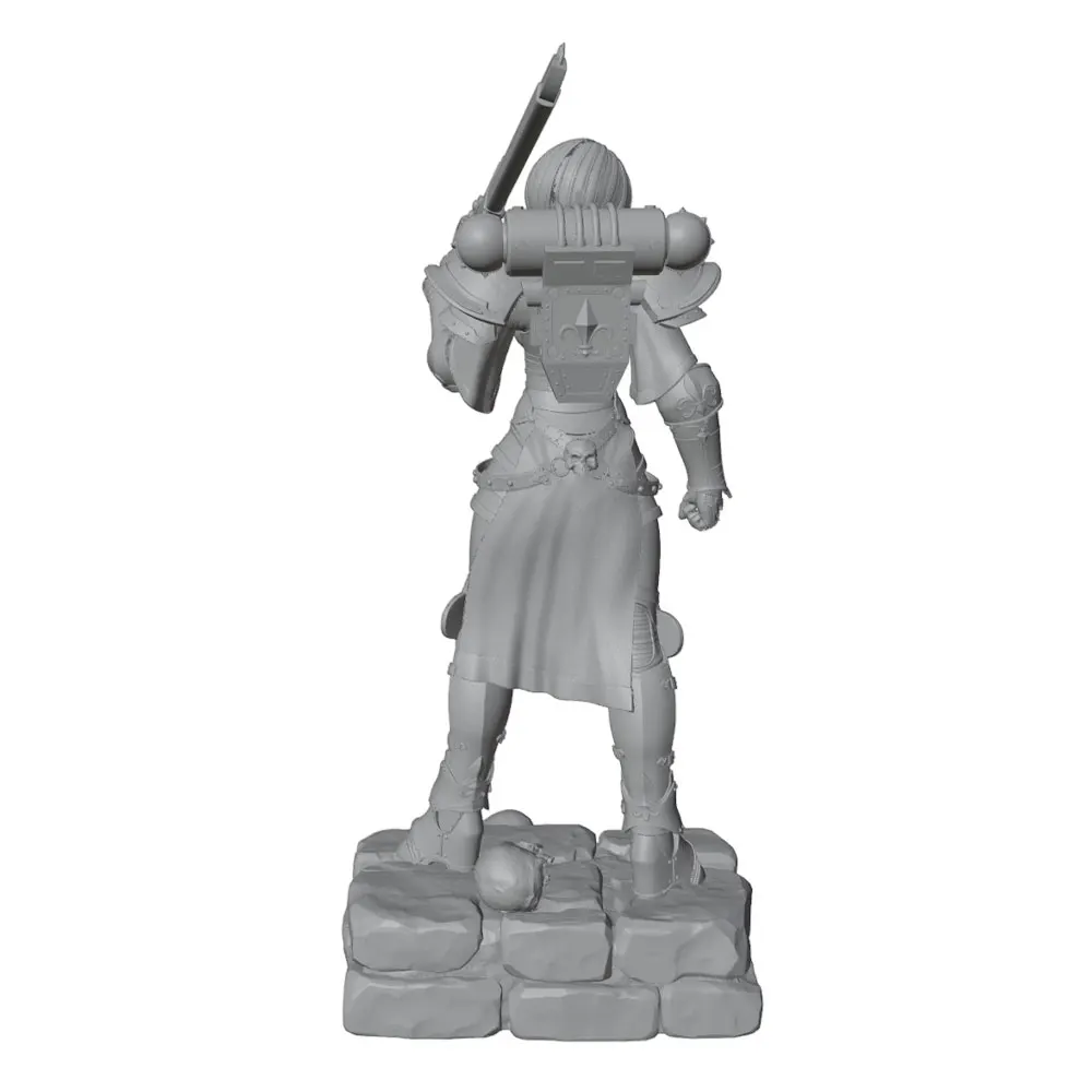 1/24/6 Scale heavy armored chainsaw-wielding female warrior, armored combat girl, GK mini 3D printed gray model doll, unpainted.