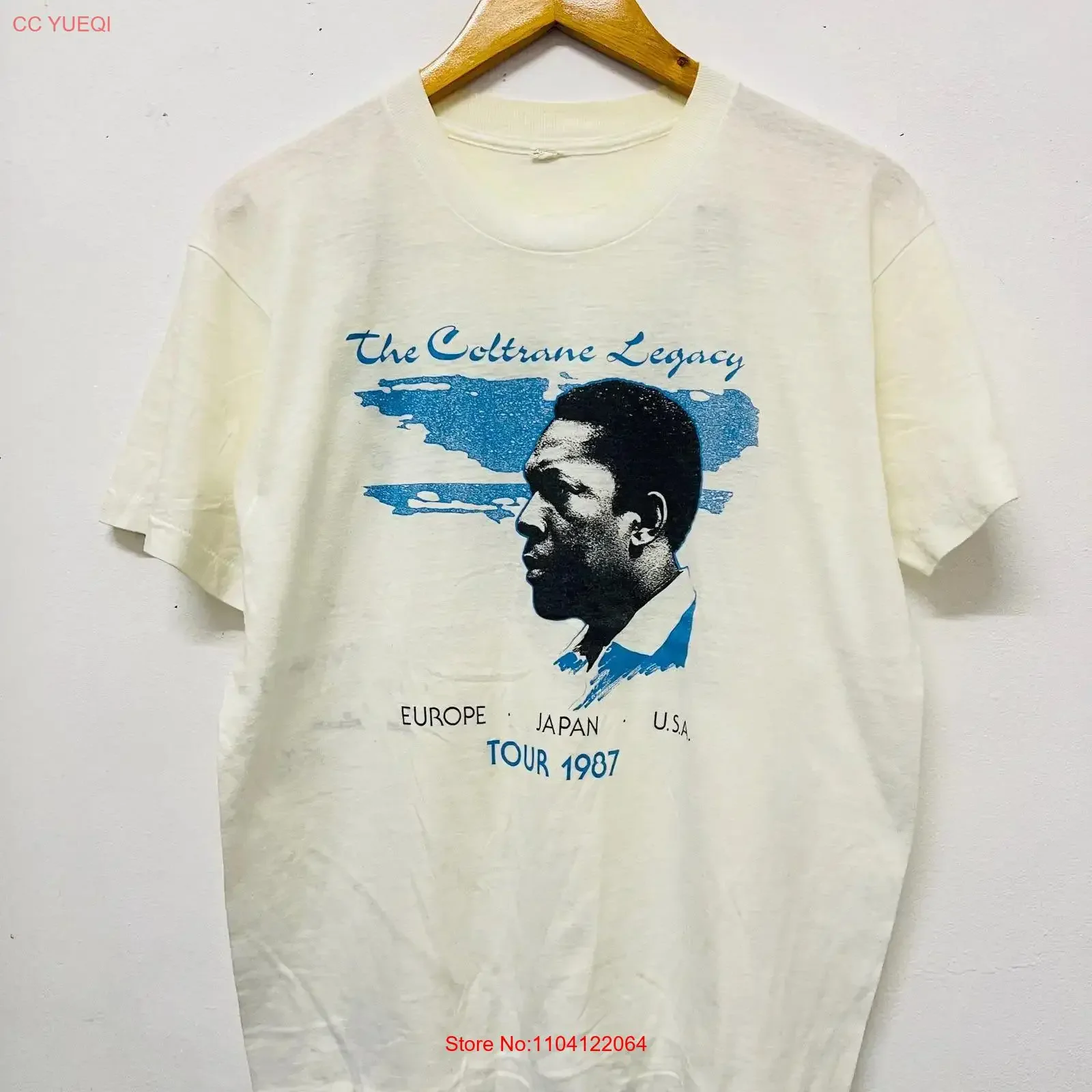 Vintage 80s John Coltrane Legacy Tour 1987 T Shirt Stereo Saxophonist Bandleader Jazz Souljack Streetwear White M vintage
