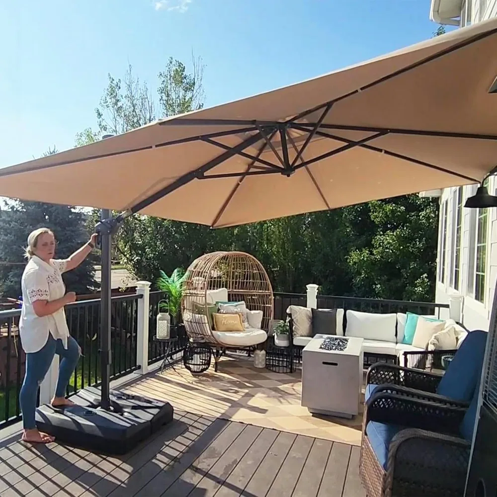 

9' X 11.5' Rectangle Patio Umbrella Outdoor Large Aluminum Cantilever Umbrella With 3-Year Fade Resistance Recycled