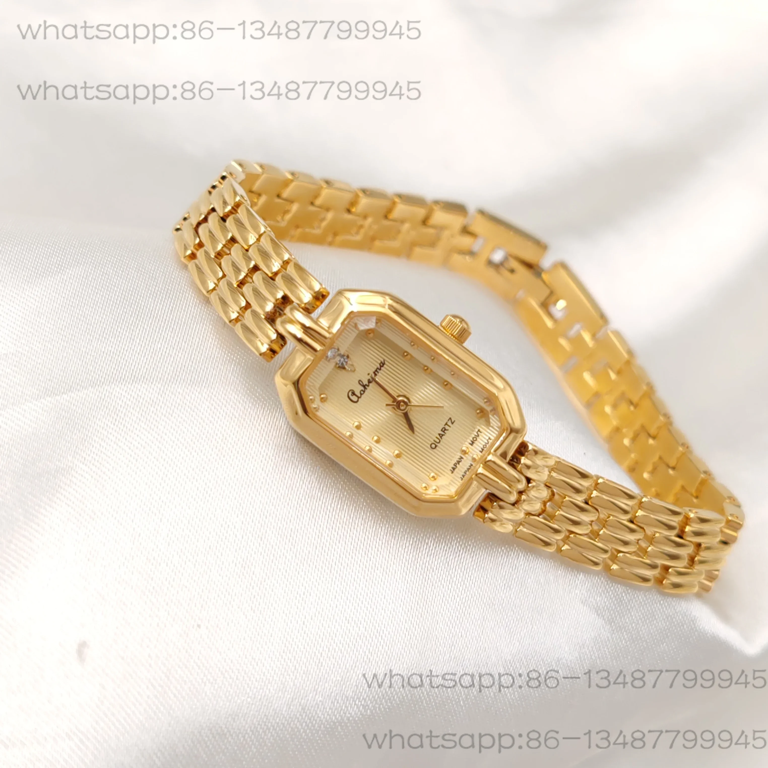 Brand Niche Light Luxury Crystal Mirror Imported Movement Copper Gold-plated Retro Waterproof Quartz Bracelet Women's Watch