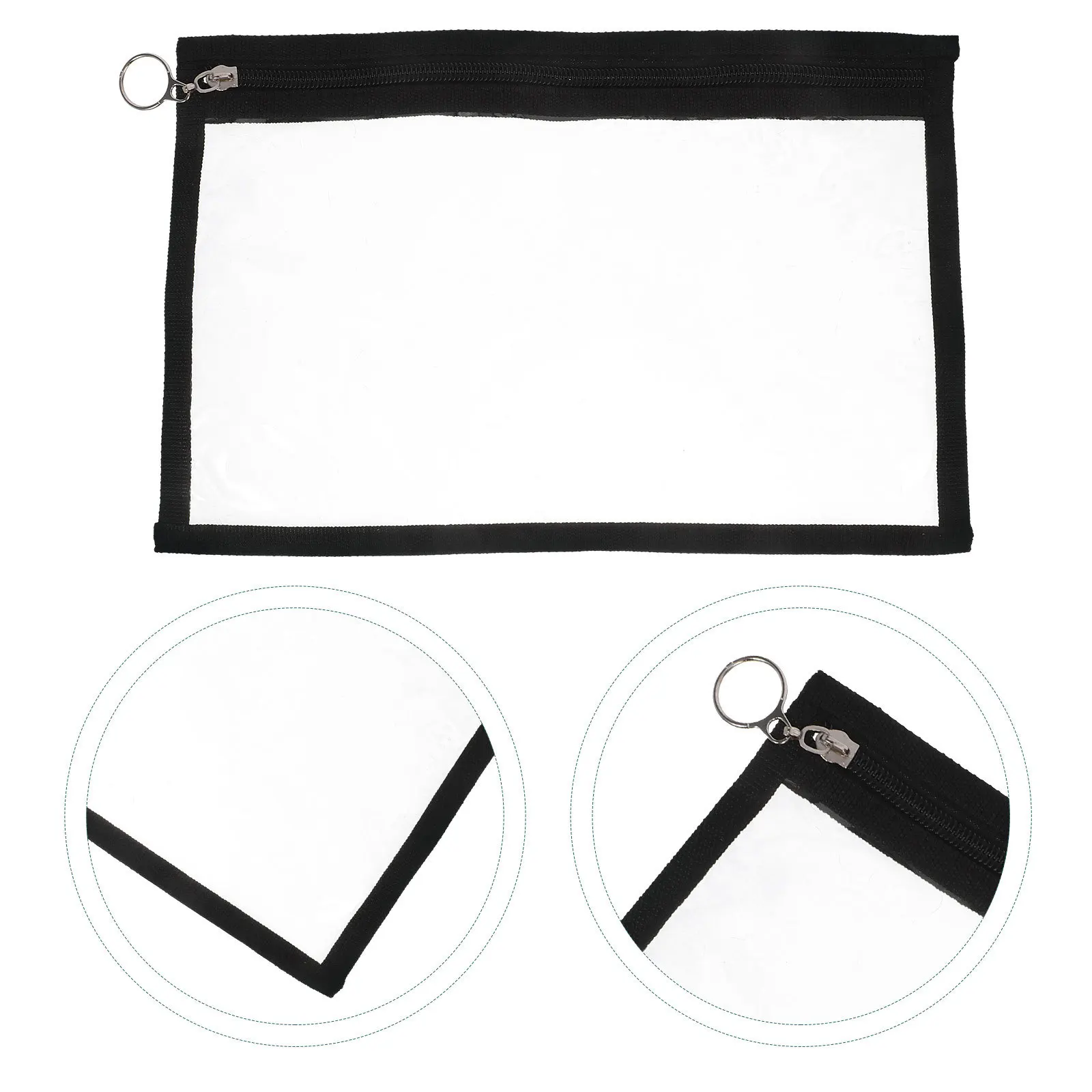 

5Pcs Clear PVC Pencil Case Transparent Zipper Small Organizer Bag Black Trim for School Travel Makeup Storage Transparent Bag