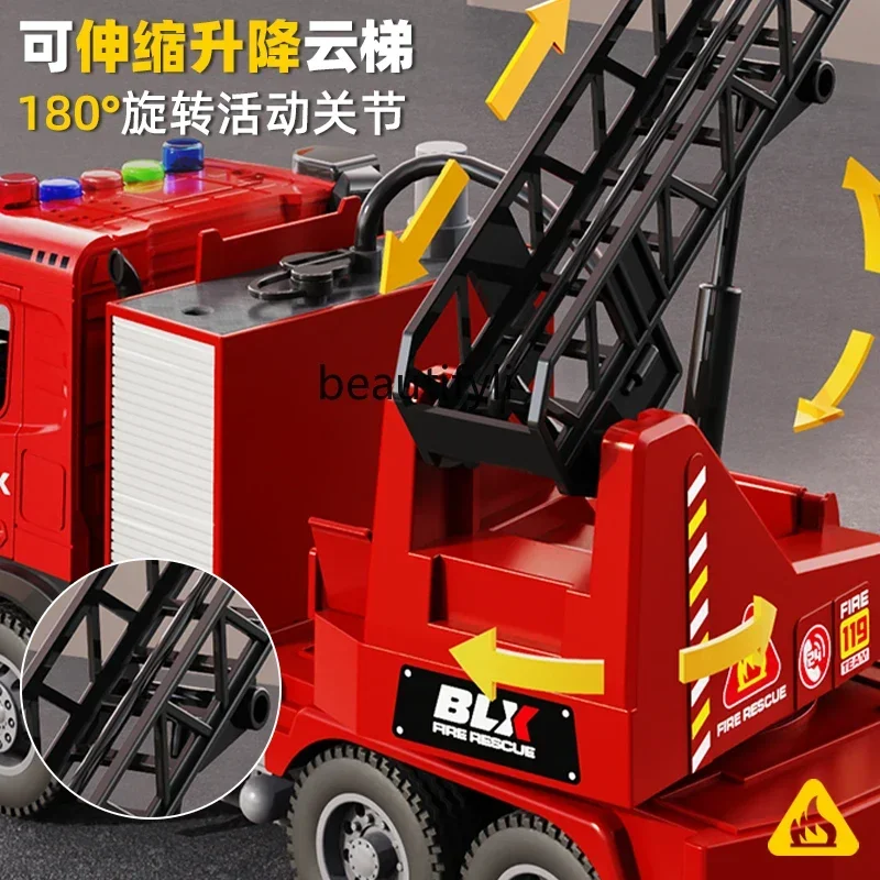 

Children's Alloy Fire Truck Toy Car Sprinkler Car Ladder Rescue Car Boy
