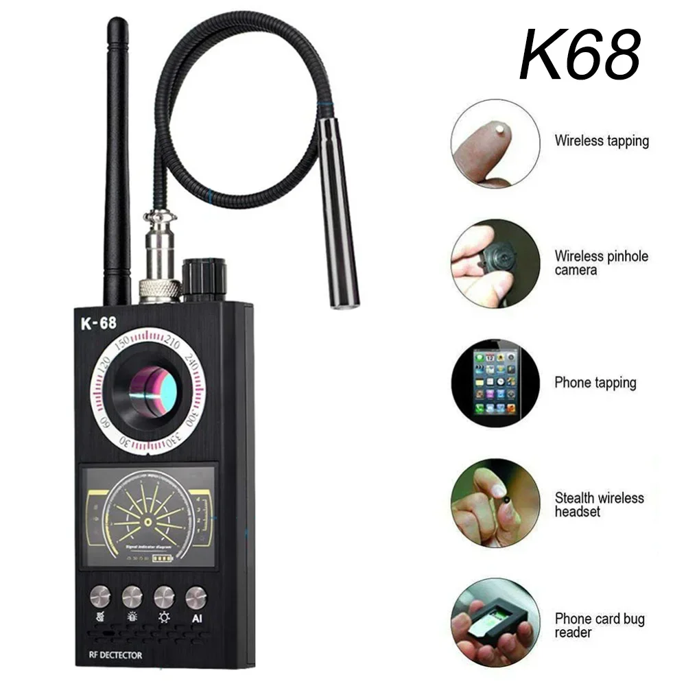 K68 Anti Spy Wireless RF Signal Detector Bug GSM GPS Tracker Hidden Camera Eavesdropping Device Professional Version