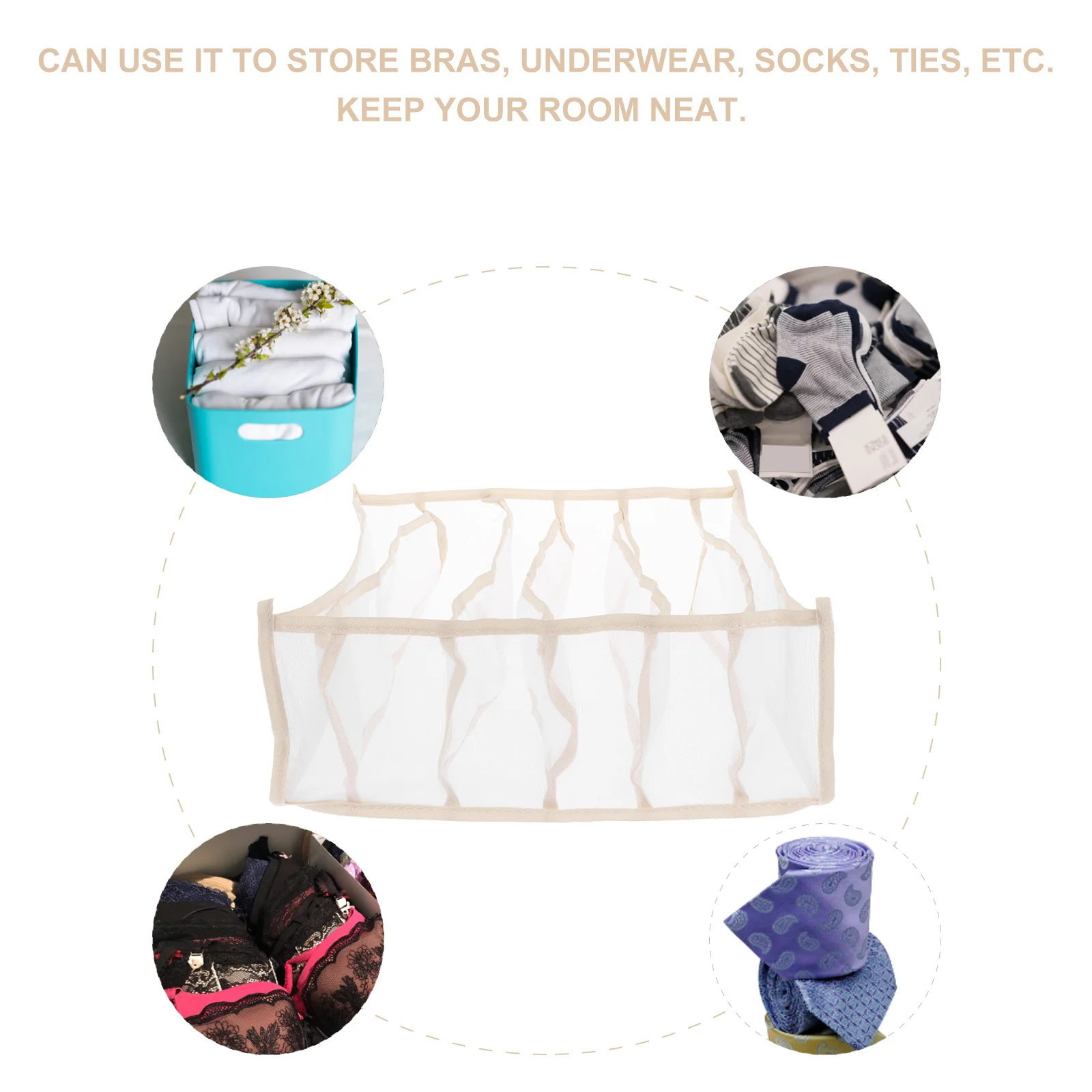 

Bra Tray Underwear Organizer Multiple Grids Socks Storage Box Closet Sundries Container Classified Storage