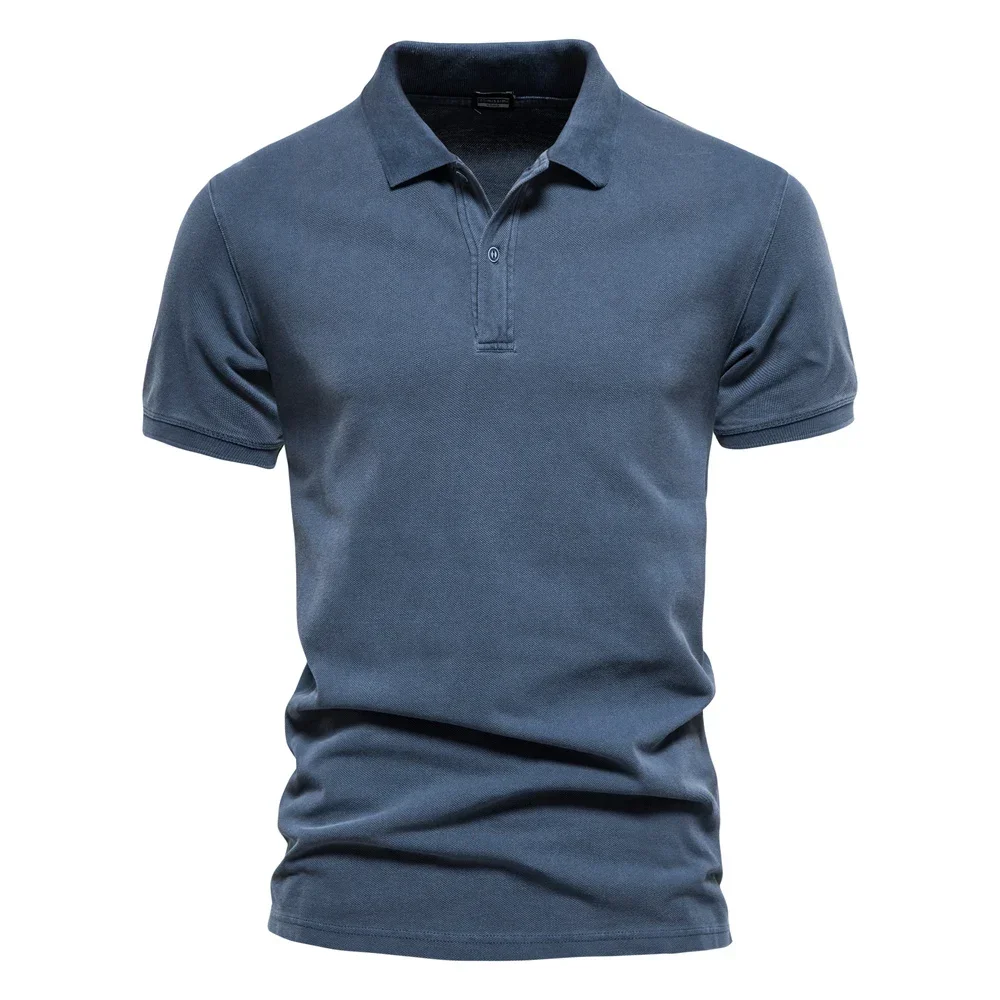 

Summer Men's Polo Shirts High-quality Pure Cotton Solid Color Short Sleeve Golf Shirt Male Fashion Casual T-shirts Men Clothing