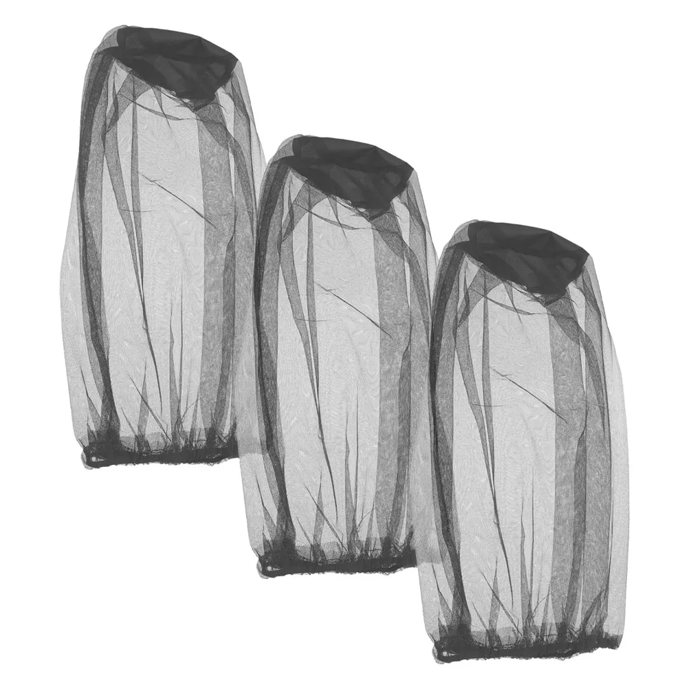 

3 Pcs Insect Hat Fishing Nets Polyester Mesh Activity Head Garden Netting Black Screen