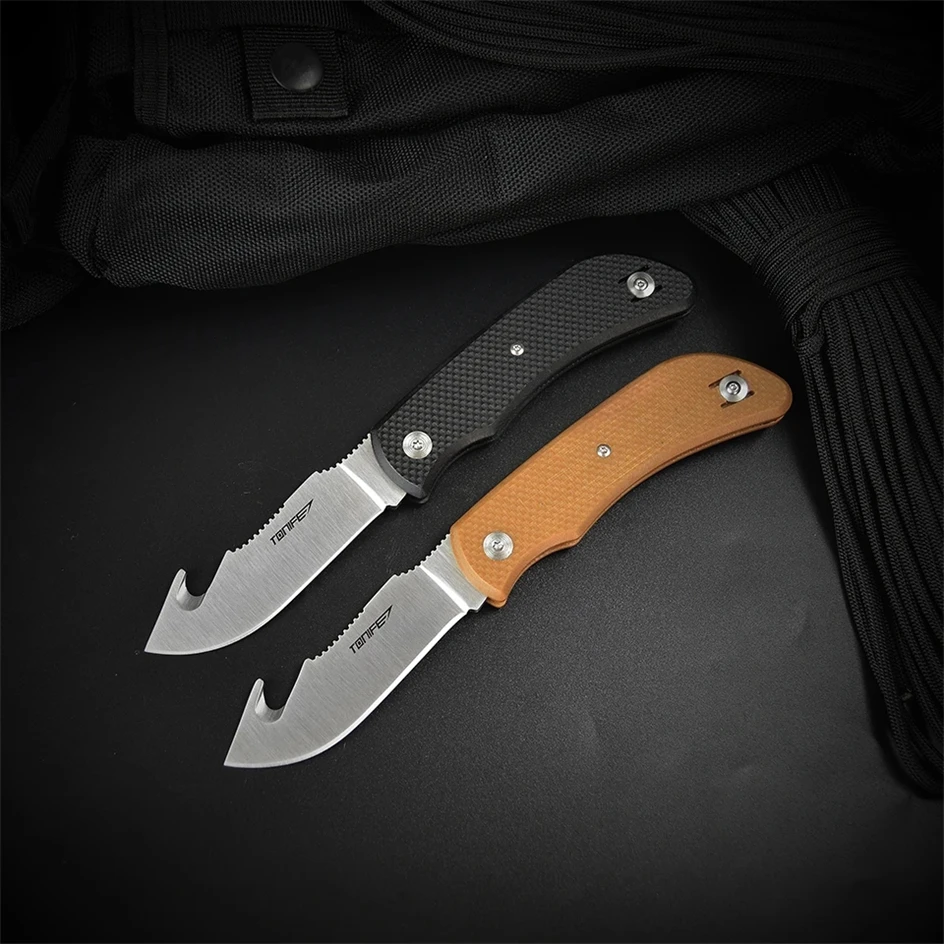 

TONIFE Rhinoceros Folding Gut Hook Skinning Knife Aichi AUS-8 Blade Survival EDC Tool Outdoor Camping Hunting Knives