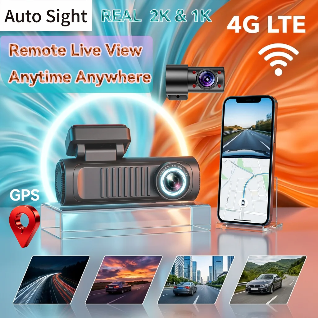 4G GPS driving recorder 2K + 1080P front and rear camera WiFi APP control 256GB car driving recorder, car hard disk recorder