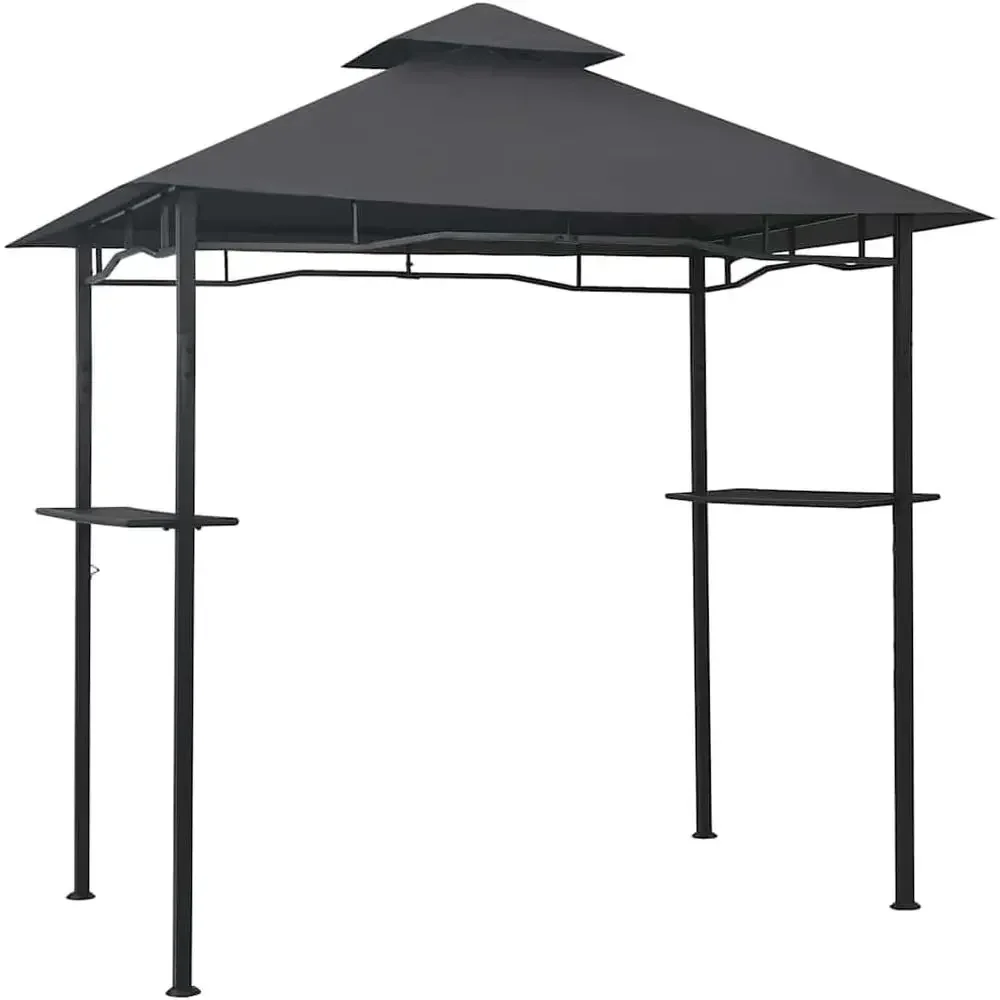 Large Anthracite Steel BBQ Gazebo with Durable 100% Polyester Fabric