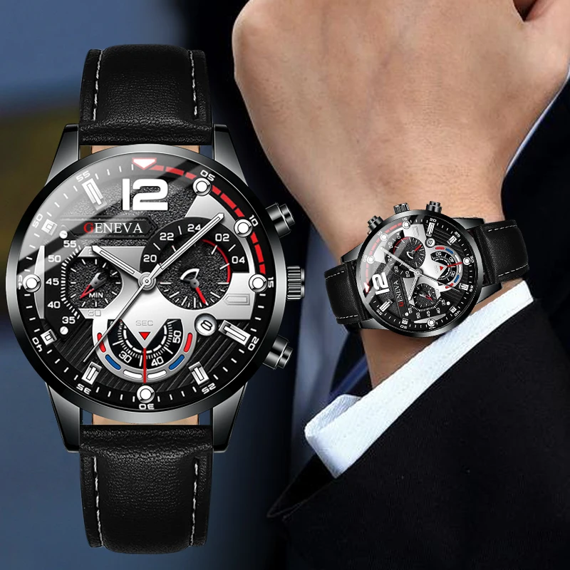 2pcsMen's Watch Set, Simple Grand, Preferred Gift For Halloween, Graduation Season, New Year's Eve, Valentine's Day