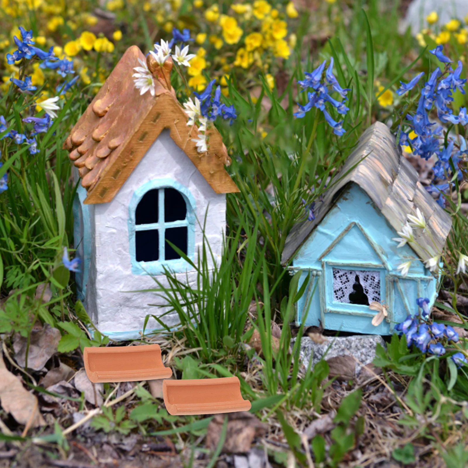 50 pz Micro Paesaggio Decor Piastrelle di Tetto In Miniatura Autoadesive Mattoni Finti Per Diorama Giardino Casa Delle Bambole Mestiere Architettura Fai Da Te