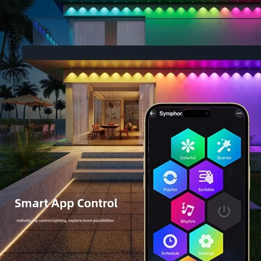Remote Control Waterproof RGB Lights App Remote Control IP67 String Lights Smart Bluetooth Eaves Lights Garden Decor