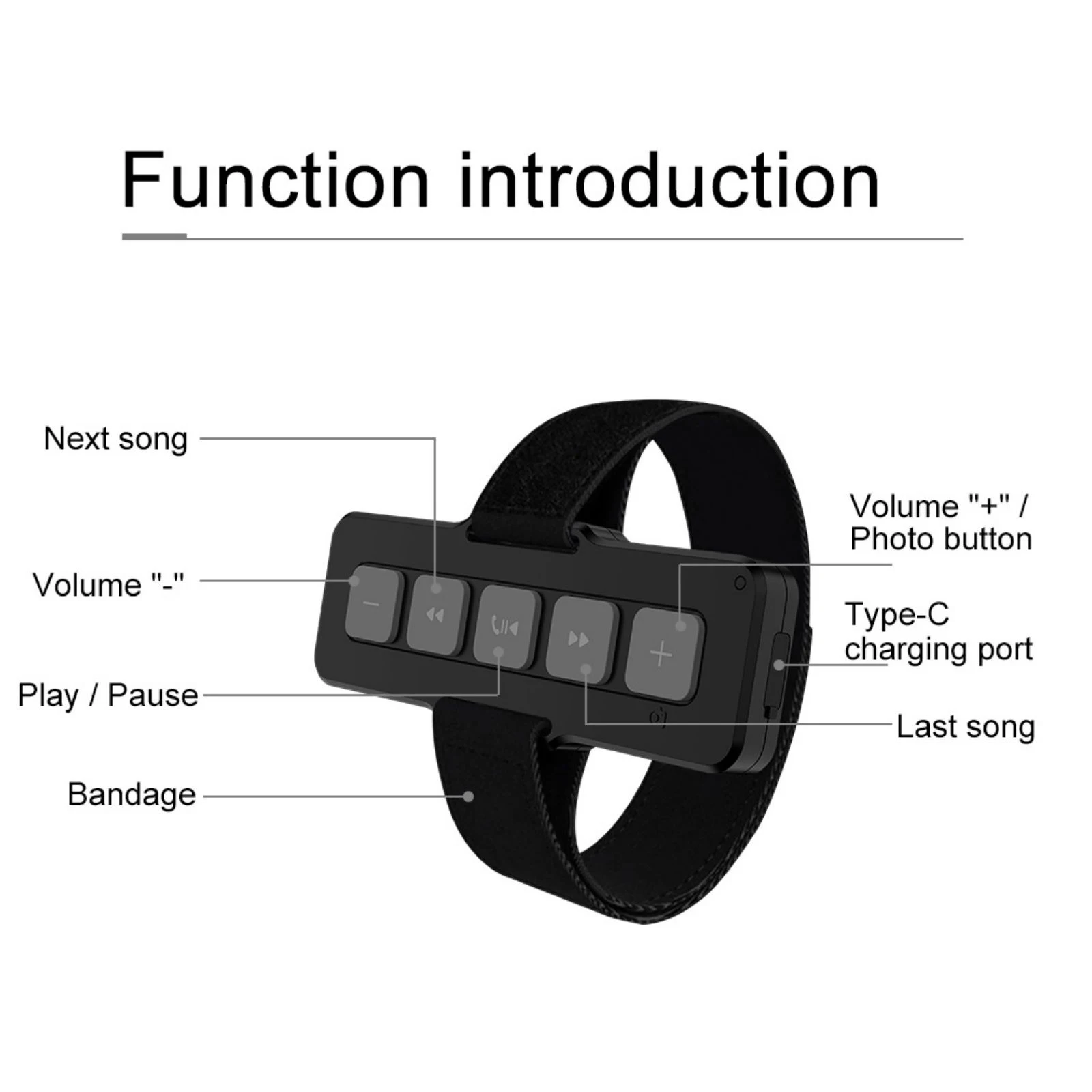 Waterproof Bluetooth Buttons Car Steering Wheel Switch Motorcycle Remote Control Audio Music Player Radio Outdoor Sport Wearable
