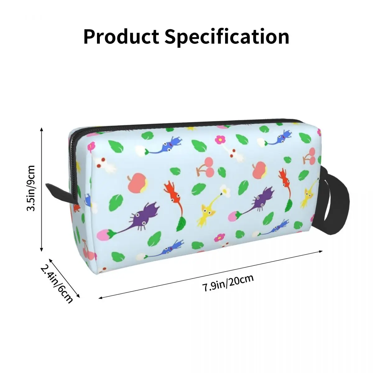 Cute Pikmin Pattern Blue Makeup Bag para mulheres, organizador de cosméticos, armazenamento Dopp Kit, higiene pessoal, beleza, viagem, estojo