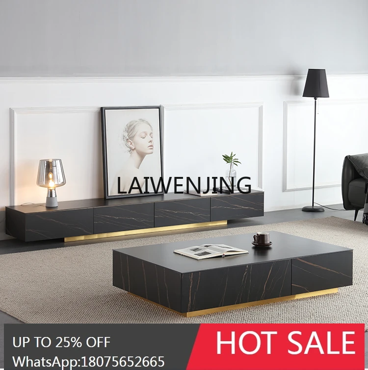 light luxury TV cabinet coffee table modern simple Nordic marble long floor cabinet