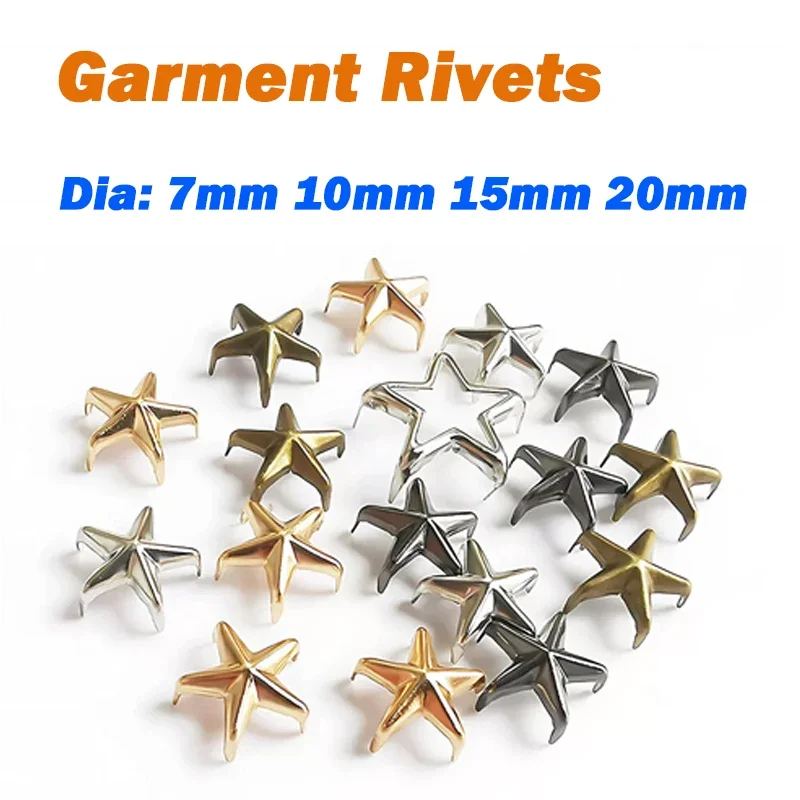 Garment Rivets 7mm 10mm 15mm 20mm Stars Spike Claw Studs Rivets Decorative Rivets Costume Studs DIY