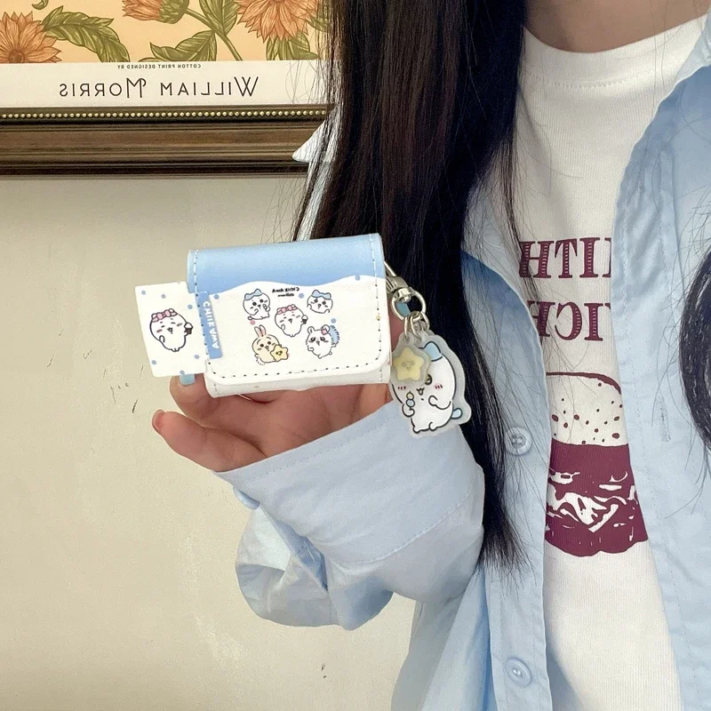 لطيف الكرتون أنيمي Chiikawa حقيبة جلدية حقيبة سماعة الاذن ل AirPods 1 2 3 4 Pro 2021 سماعة لاسلكية تعمل بالبلوتوث سماعة سماعة حقيبة