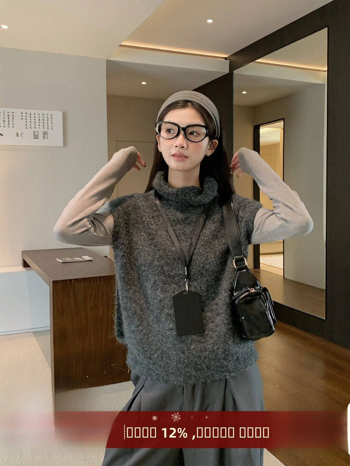 

Женский вязаный жилет Susu Tee Tee Lazy Sle с высоким воротником, осенне-зимний, свободный, мягкий, для многослойного ношения