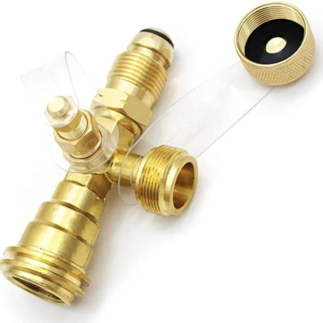 

2Pcs Propane Brass T-Shirt Adapter with 4 Ports for RVs, Type 1