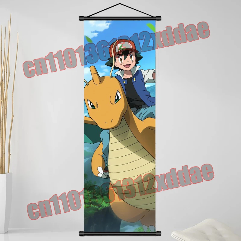 Seni Cetak Lukisan Kanvas Putih Gantung Anime Pokemon, Pikachu, Poster, Hadiah Lukisan Seni Dinding Kamar Anak-anak Rumah