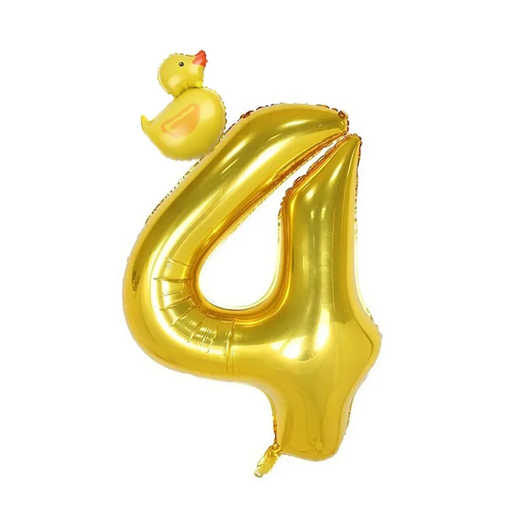2Pcs Mini Duck Shape Foil Balloons Set Golden 40inch Number Balloon 0-9 Birthday Party Deco Baby Shower Air Globos Gifts view 6