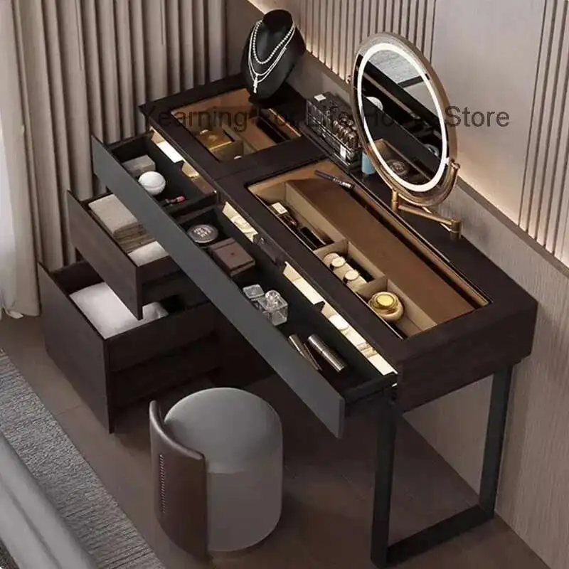 

Beauty Black Vanity Table Girl Cheap Service Large Body Comfortable Dressing Table Cosmetics Vestidores Lounge Suite Furniture