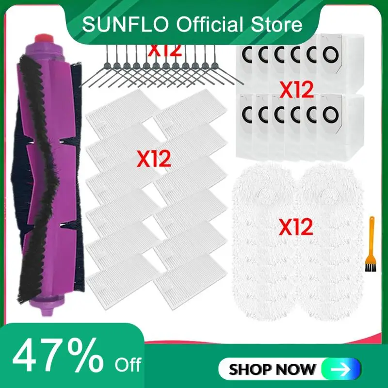 

50PCS Main Brush Dust Bag Filter Andmop Cloth Set Formidea V12 / Eureka J12 Ultra Vacuum Cleaner Replacement Parts