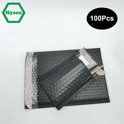 Hysen 100Pcs Wholesale Black Self-adhesive Bubble Mailer for Cosmetics Bubble Delivery Bag Shipping Packaging Bags