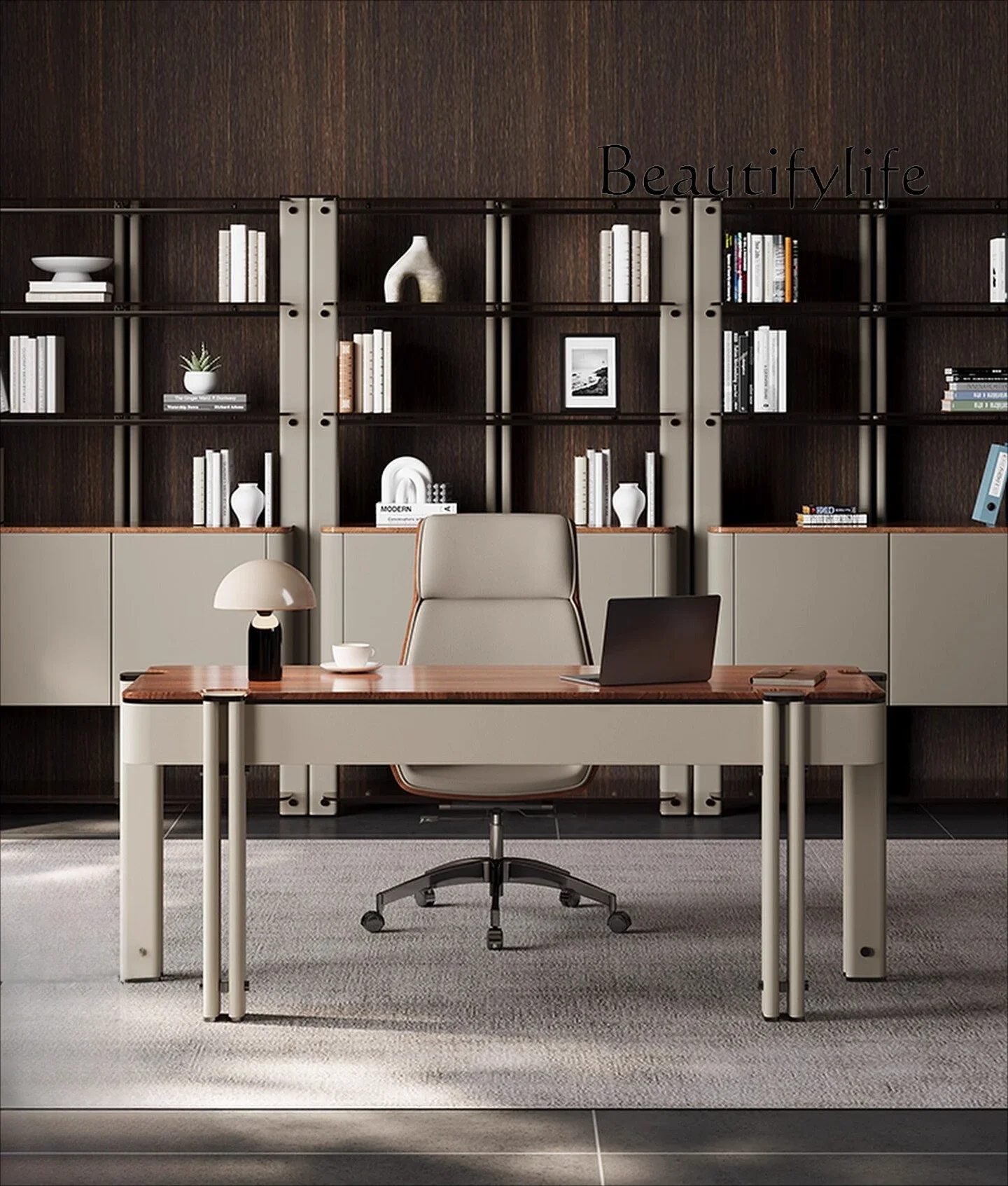SS Italian Minimalist Walnut Solid Wood Desk Light Luxury High-end Custom Home Study Computer Desk