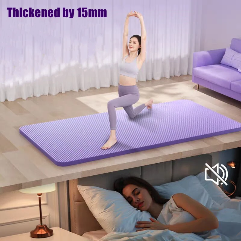 

15mm Thicknes Yoga Mat Pilates Fitness Mat Non Slip Yoga Cushion Travel Fitness Exercise Pad for Women Home Gym Floor Workout