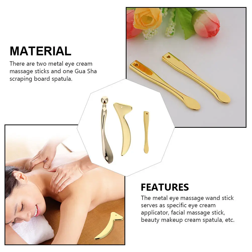 3 stücke Auge Applikator Goldene Gesichts Massage Werkzeug Für Hautpflege Routine Gesicht Creme Spatel Schaben Bord Schönheit Versorgung Creme