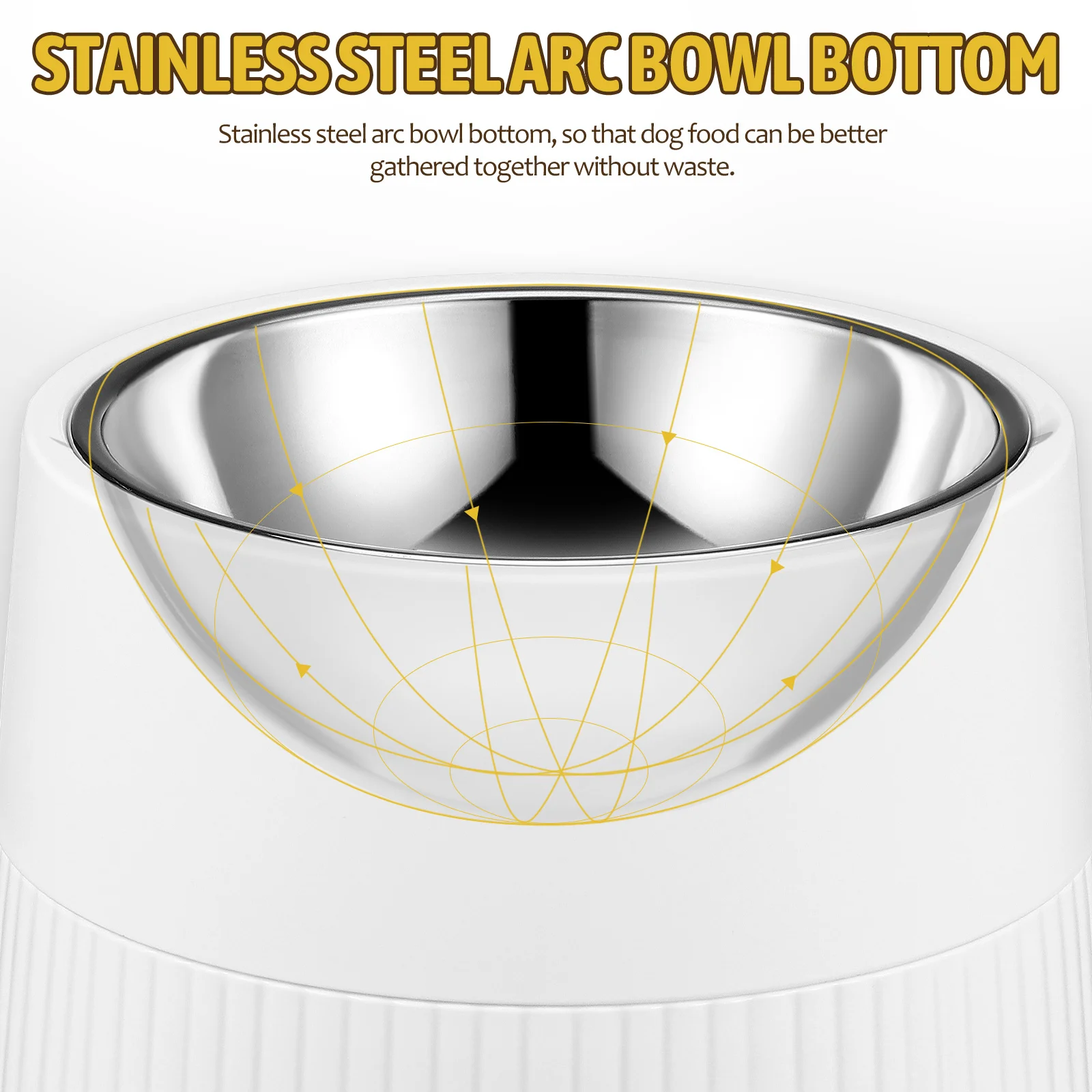 

Stainless Steel Pet Single Raised Dog Bowl White Removable Bottom Elevated Feeding Small Size Ideal Home Stable Design Pet