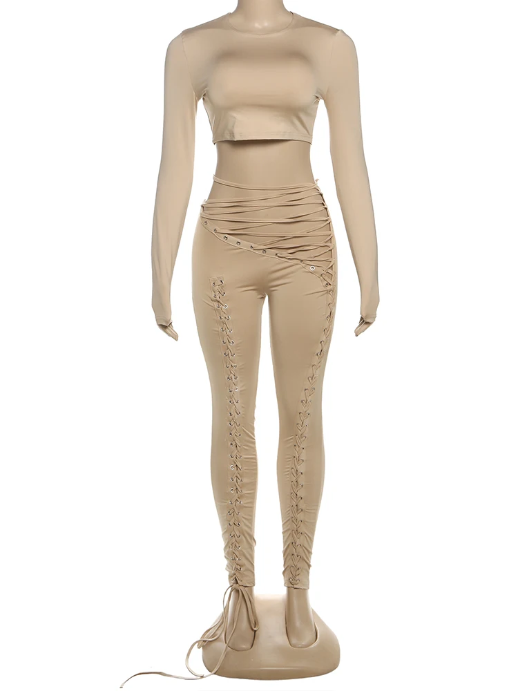 

Sisterlinda летний спортивный комплект из 2 предметов, модные футболки с короткими рукавами и круглым вырезом с буквенным принтом + узкие шорты с повязками, спортивная одежда Mujer