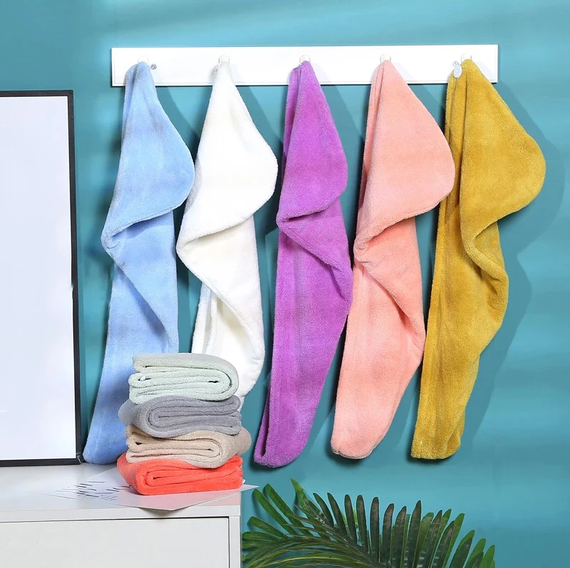 Frauen langes Haar schnell trocknendes Haar Handtuch weiche Mikro faser Handtücher Dusch haube Handtuch kappe Super Absorption Haartrock nung Kappe – Detail 2