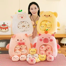 Criativo Kawaii Recheado Cápsula Piggy Doll para Crianças, Cápsula Snack Travesseiro, Criativo Pudim Plushi, Um Saco de Pelúcia, Bonito, Presente Kawaii, 1Pc