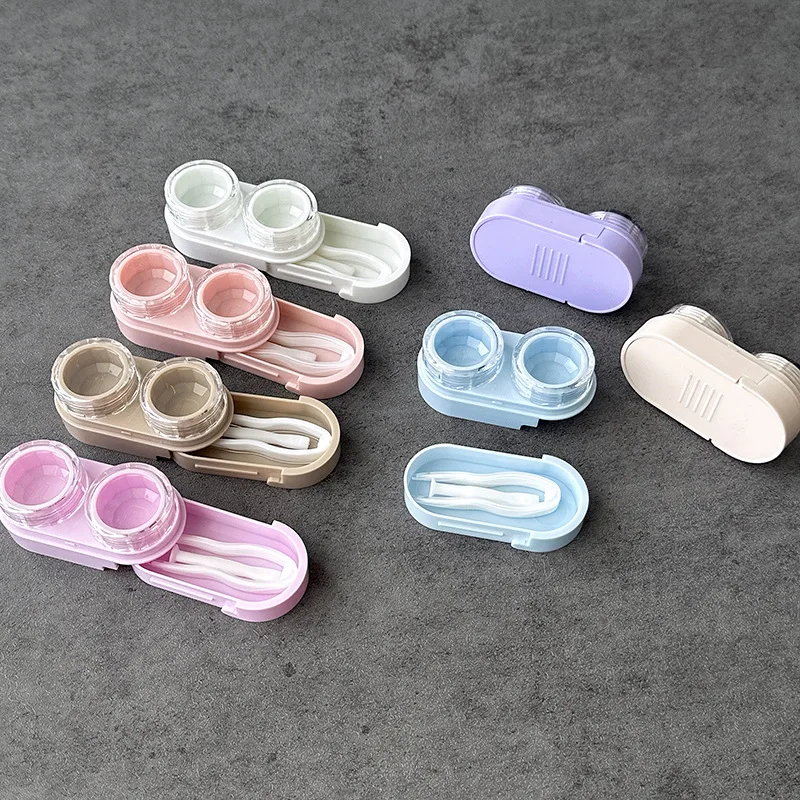 1 قطعة حالات العدسات اللاصقة شفافة ملونة عدسات لاصقة فتاة المحمولة الجمال تلميذ صندوق تخزين صناديق حاويات العناية بالعين